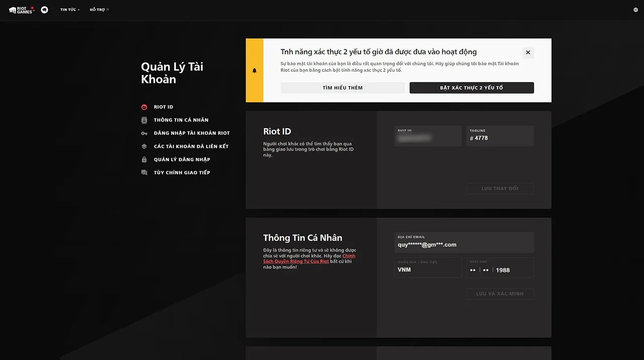 Cập nhật thông tin cá nhân